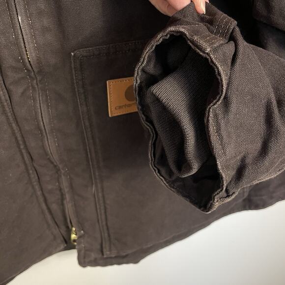 Vtg Carhartt C61 Sandstone Ridge Coat Size 3XL Drk Brown Sherpa Lined Barn Chore - Picture 9 of 16